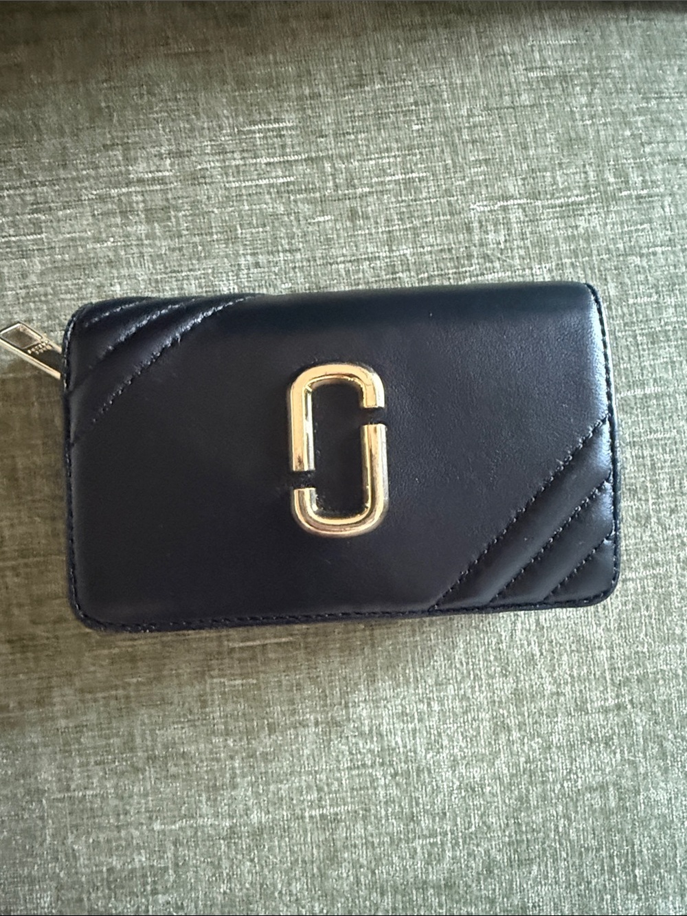 Marc Jacobs Black Leather Card Case with Gold Logo